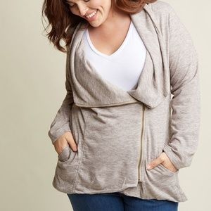 NWT Sweet Rain Zipper Cardigan in Oatmeal 3X